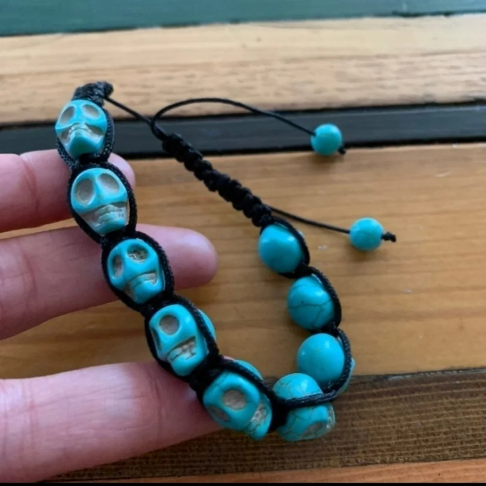Blue Skulls Howilite Beads